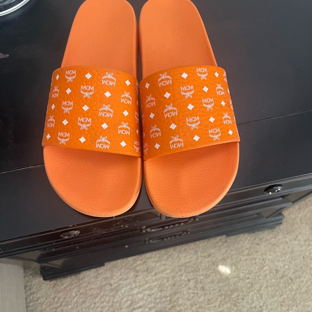 MCM  Bright Orange Slide Sandals